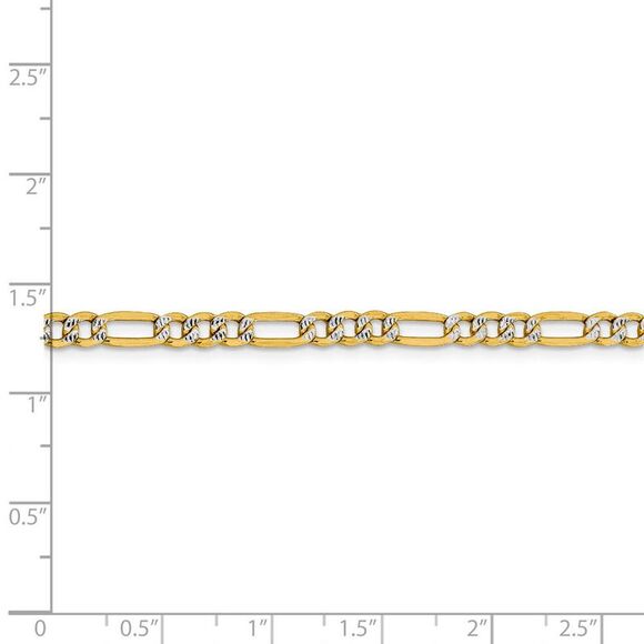 4mm 14k Yellow Gold & Rhodium Hollow Pave Figaro Chain Necklace, 18 In
